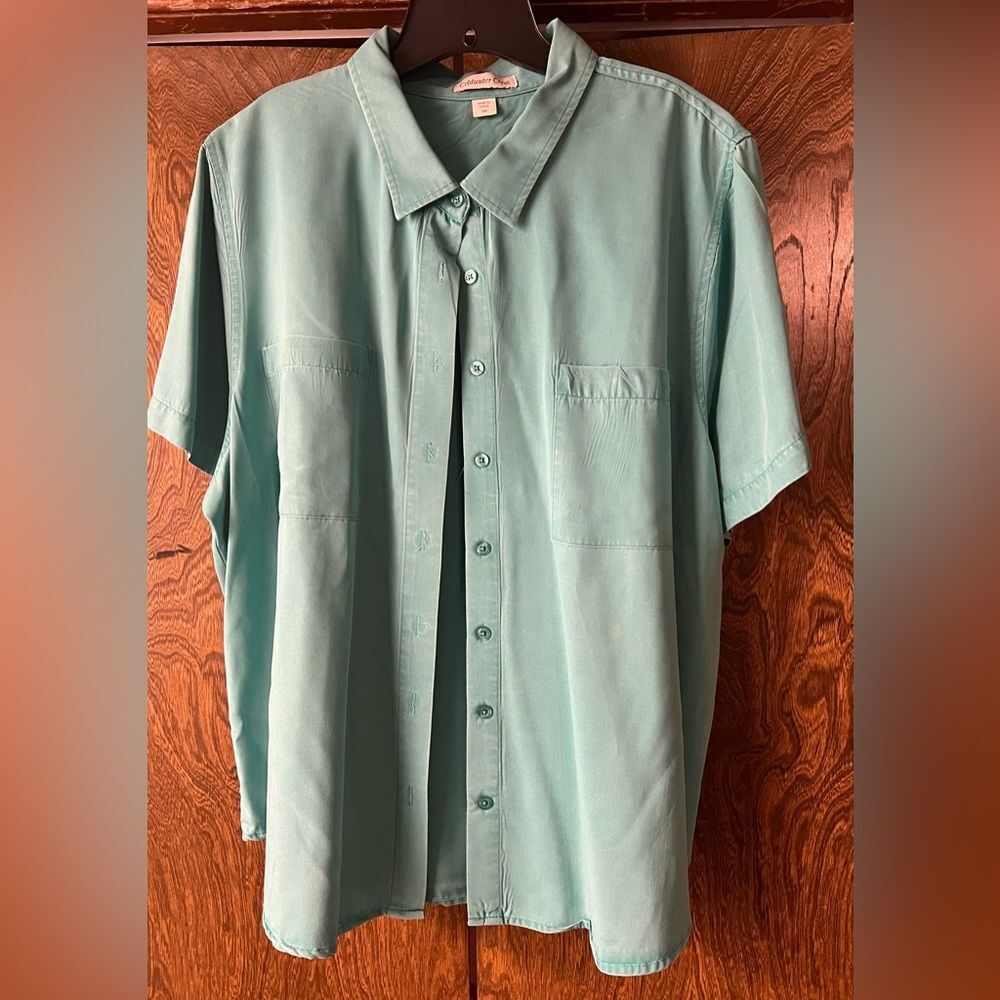 Coldwater Creek 3X Button Down Aqua Shirt